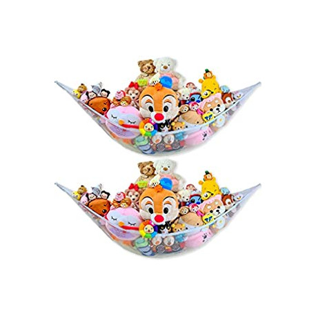 Stuffed Animals Jumbo Toy Storage Hammock (Mesh 2 packs, White)