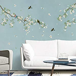 Birds on Tree Branch Wall Decals White