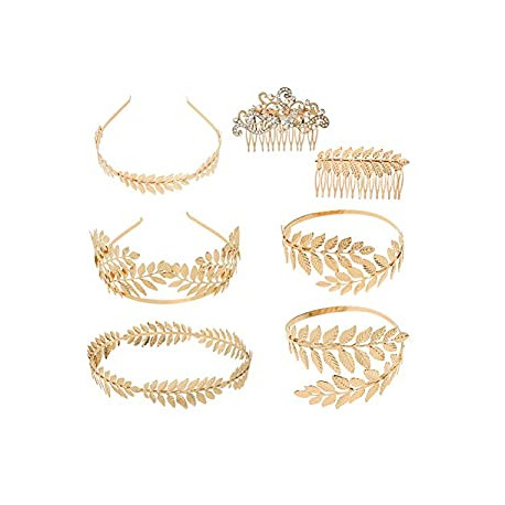 7 Pieces Greek Roman Laurel Leaf Bracelet Armband Golden Laurel Leaves Crown Tiara