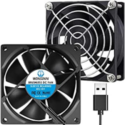 DC 80mm USB Fan 5V 8025 Sleeve Bearing Brushless Cooling 80mmx25mm 2PIN (Pack of 2Pcs)