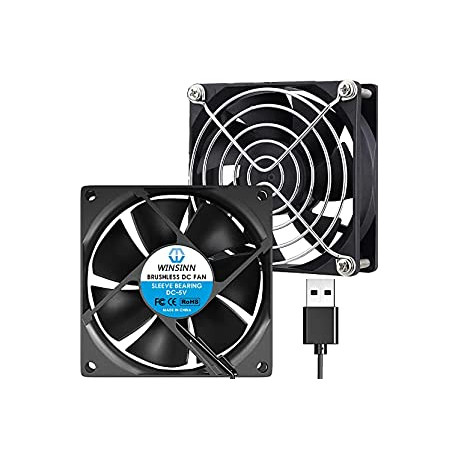 DC 80mm USB Fan 5V 8025 Sleeve Bearing Brushless Cooling 80mmx25mm 2PIN (Pack of 2Pcs)