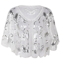 1920s Sequin Shawls Sparkly Flapper Evening Wrap Cape