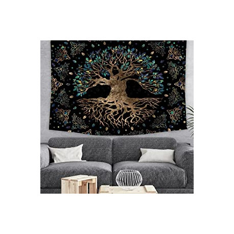 Bedroom Living room Tapestry 51.2 in * 59 in (130 cm * 150 cm Black)