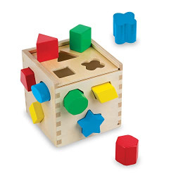 Melissa & Doug Shape Sorting Cube - Classic Wooden Toy With 12 Shapes