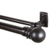 Hamlin Double Curtain Rod, 66-120", Weathered Brown