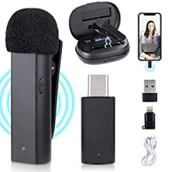 Wireless Lavalier Microphone for iPhone iPad Android Laptop