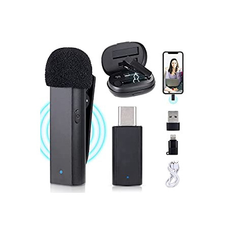 Wireless Lavalier Microphone for iPhone iPad Android Laptop