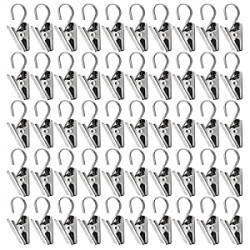 Pack 6 of 50 PCS Stainless Steel Curtain Clips with Hook for Curtain