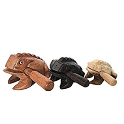 3 Piece Set of 4 Inch, 3 Inch, 2.75 Inch, Wooden Frog Musical Instrument