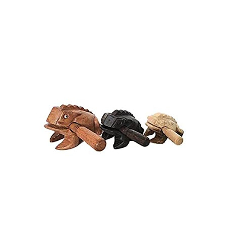 3 Piece Set of 4 Inch, 3 Inch, 2.75 Inch, Wooden Frog Musical Instrument