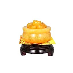 Feng Shui Golden Treasure Basin + 10 Pcs Ingot/Yuan Bao Wealth Porsperity Figurine