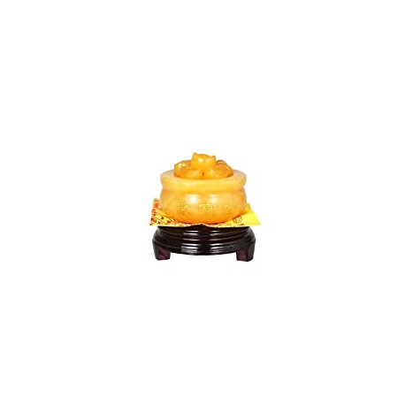 Feng Shui Golden Treasure Basin + 10 Pcs Ingot/Yuan Bao Wealth Porsperity Figurine