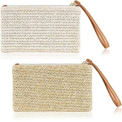2 Pieces Straw Clutch Purse Straw Handbag