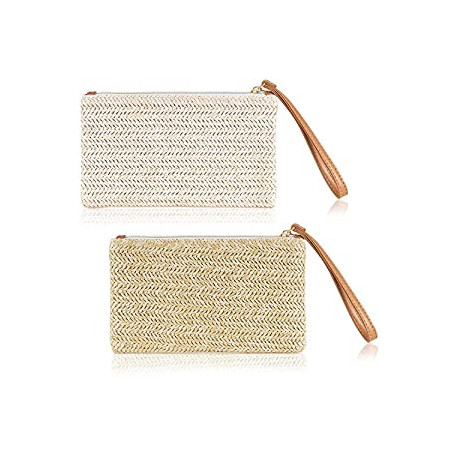 2 Pieces Straw Clutch Purse Straw Handbag