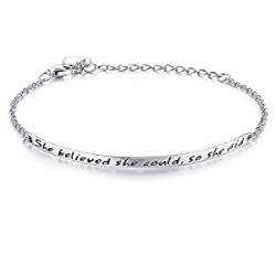 Engraved 925 Sterling Silver Inspirational Bangle Bracelets