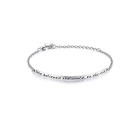 Engraved 925 Sterling Silver Inspirational Bangle Bracelets