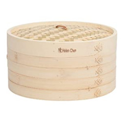 Food Steamer with Lid, 12-Inch, Natural Bamboo