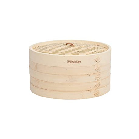 Food Steamer with Lid, 12-Inch, Natural Bamboo