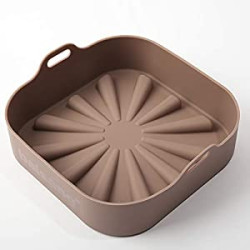 Air fryer Basket, Food Safe Silicone Material (Square - 7.87 inch x 7.87 inch (Curved))