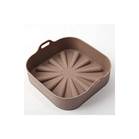 Air fryer Basket, Food Safe Silicone Material (Square - 7.87 inch x 7.87 inch (Curved))