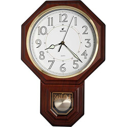 Traditional Schoolhouse Pendulum Luminous Wall Clock Chimes Hourly
