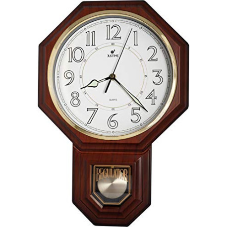 Traditional Schoolhouse Pendulum Luminous Wall Clock Chimes Hourly