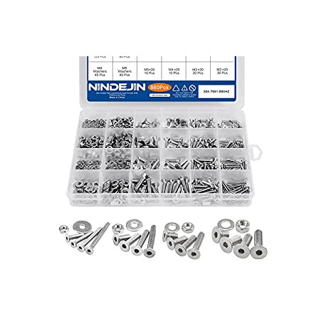 880Pcs M2 M3 M4 M5 Stainless Steel Precise Metric Hex Socket Head Cap Machine Screws