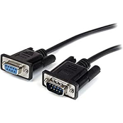Pack 2 of 1m Black Straight Through DB9 RS232 Serial Cable