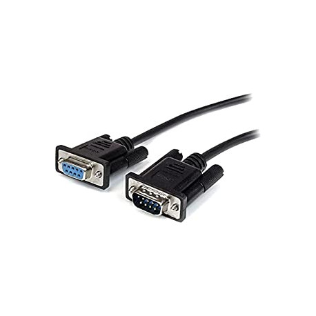 Pack 2 of 1m Black Straight Through DB9 RS232 Serial Cable