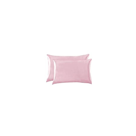 (Silky Satin Pillow Case for Hair) Set of 2 (Pink, Standard(20''x26''))