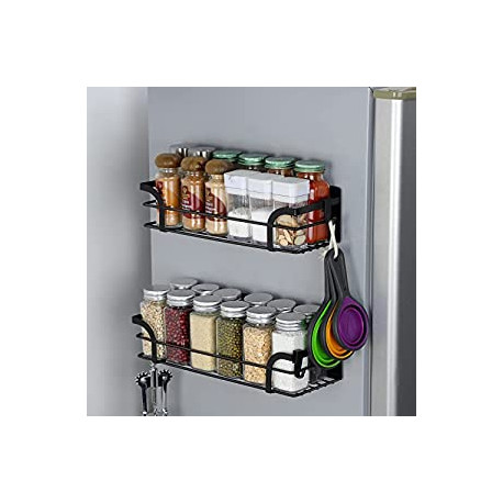 2 Packs Spice Storage Organizer with 4 Removable Hooks Seasoning Rack