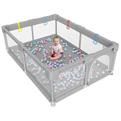 Pack 2 of Playpen for Babies with Gate , Indoor & Outdoor Playard for Kids Activity Center