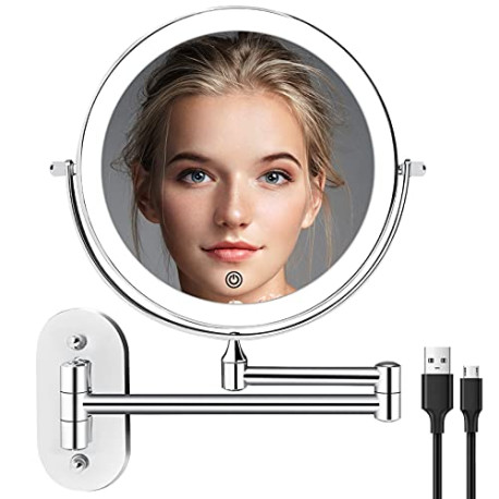 Lighted Makeup Vanity Mirror 8 inch 1X/10X Magnifying Mirror