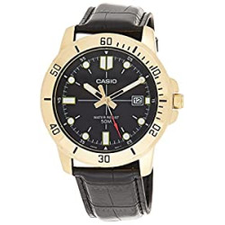 MTP-VD01GL-1EV Men's Enticer Gold Tone Leather Band Black