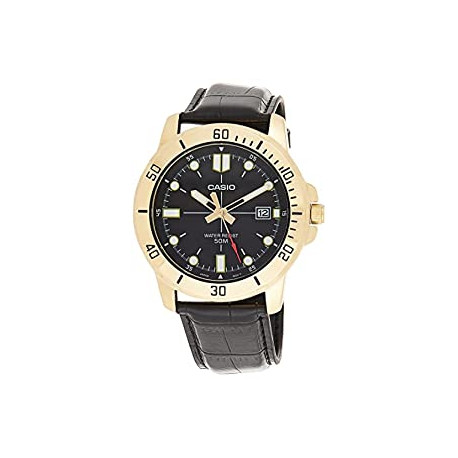 MTP-VD01GL-1EV Men's Enticer Gold Tone Leather Band Black