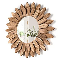 Wall Mirror Decorative 12 inch Rustic Wood