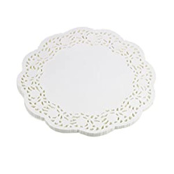 100 Pieces White Lace Round Paper Doilies Cake