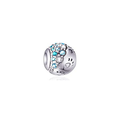 Puppy Dog Paw Print Charms,925 Sterling Silver Pet Footprint Beads