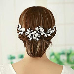 Bride Wedding Headband Silver Leaf Hair Vine