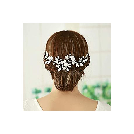 Bride Wedding Headband Silver Leaf Hair Vine