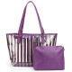 2 in 1 Semi Clear Purse Beach Tote Bags Large