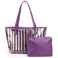 2 in 1 Semi Clear Purse Beach Tote Bags Large