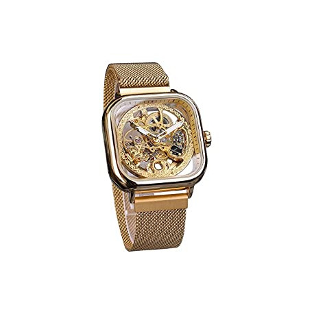 Automatic Watches Mechanical Wrist Watch Golden for Mens Skeleton Watches