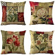 Set of 4 Vintage Flower Throw Pillow Covers