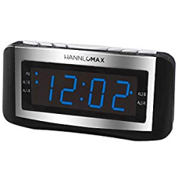 HX-117CR Alarm Clock Radio, PLL AM/FM Radio, Blue LED 1.2 Inches Display, Dual Alarms