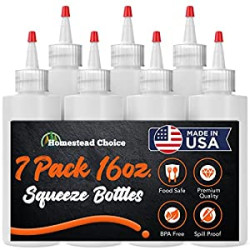 7-pack Plastic Condiment Squeeze Bottles - 16 Ounce