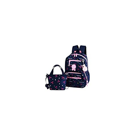 3Pcs Heart Printing Backpack Sets Bowknot Primary Schoolbag