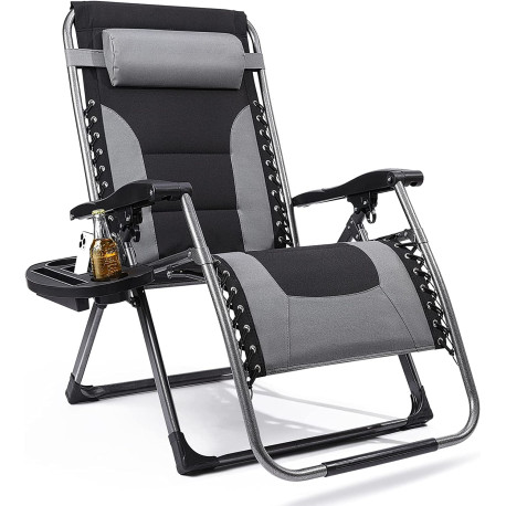 Luxspire Zero Gravity Chair XL, Padded Oversized Outdoor Lounge Recliner, Folding Adjustable Camping Chair, Patio Beach B