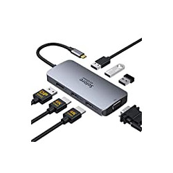 USB C to Dual HDMI Adapter,7 in 1 USB C Docking