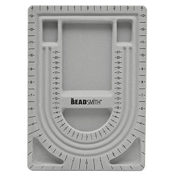 Bead Board, Grey Flocked, 3 U-Shaped Channels, 6 Recessed Compartments, 9.5 x 13 inches